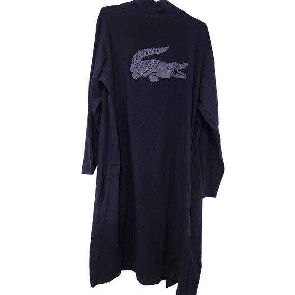 Lacoste unisex cotton belted navy blue robe size M/L - Picture 2 of 6